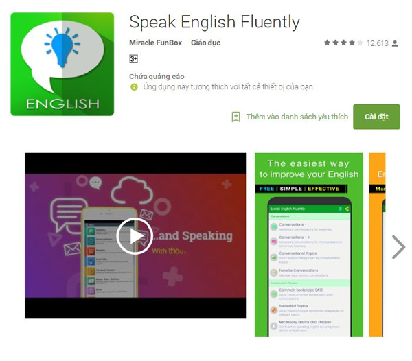 App học tiếng Anh miễn phí hiệu quả Speak English Fluently